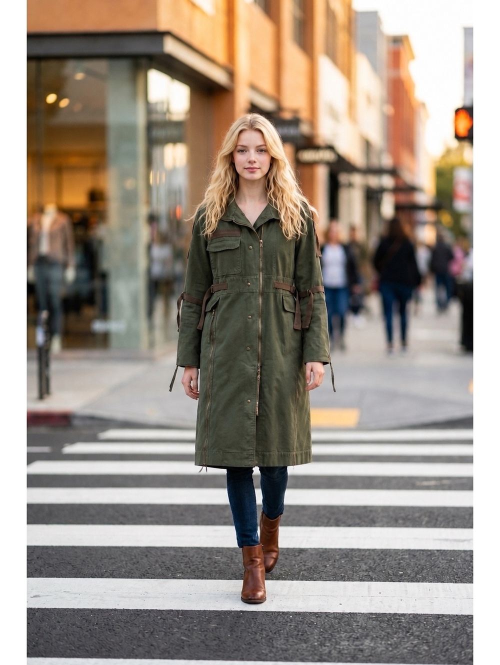 Vintage Mid-Length Les Petites Military-Inspired Canvas Utility Coat